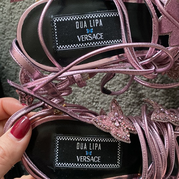 Versace x Dua Lipa Limited Edition Pink Metallic Butterfly Sandals Size 39 - Picture 8 of 15